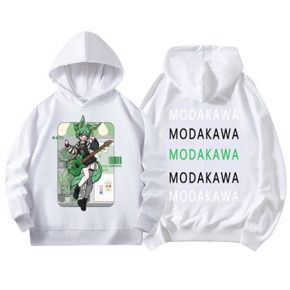 MODAKAWA X airii.exe Lockerer Hoodie mit Gitarrenmädchen-Buchstabendruck - White - 5XL - image 5
