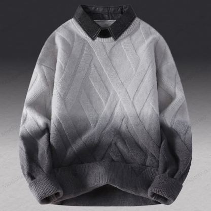 Zweiteiliger Pullover in Strickoptik mit Lagenlook und Cordhose - Grauer Pullover - 3XL - image 13