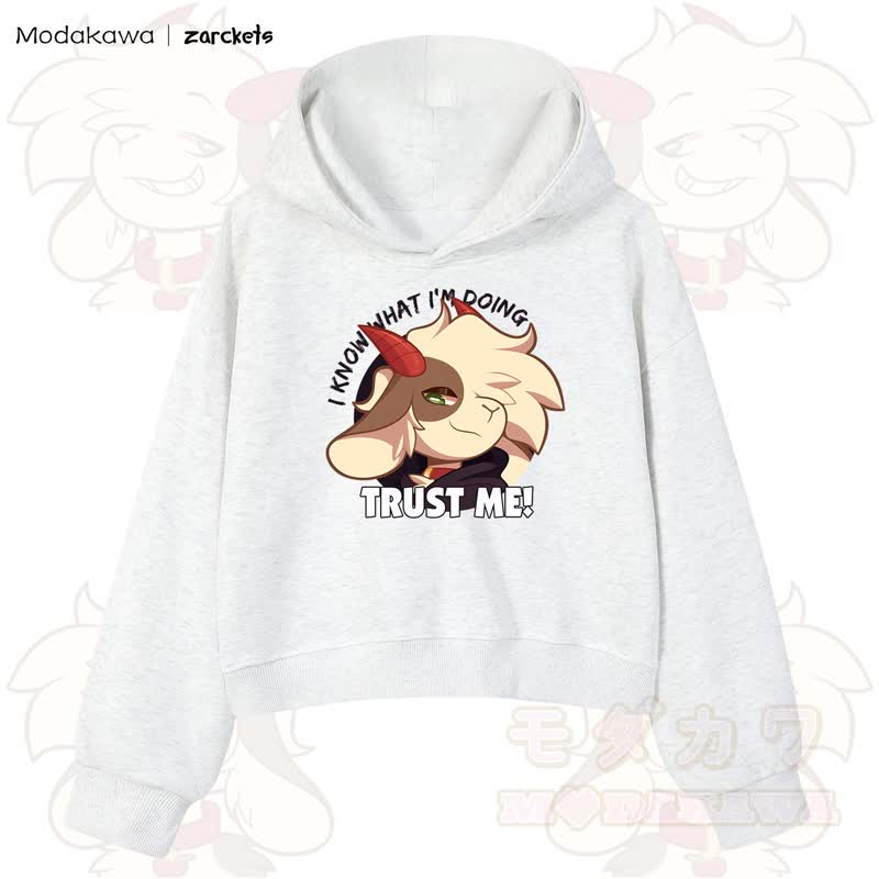 MODAKAWA X zarckets TRUST ME Goat Graphic Cropped Cotton Hoodie - Hellgrau - 3XL - image 8