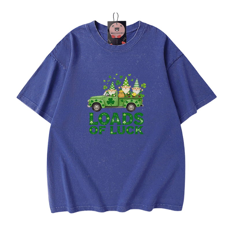 St. Pakrit-Tag – VIEL GLÜCK! Modakawa Vintage-T-Shirt aus 100 % Baumwolle mit Glücksmotiven. - Blue - 5XL - image 4