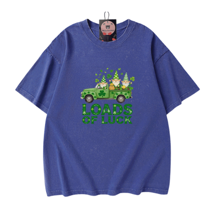 St. Pakrit-Tag – VIEL GLÜCK! Modakawa Vintage-T-Shirt aus 100 % Baumwolle mit Glücksmotiven. - Blue - 5XL - image 4