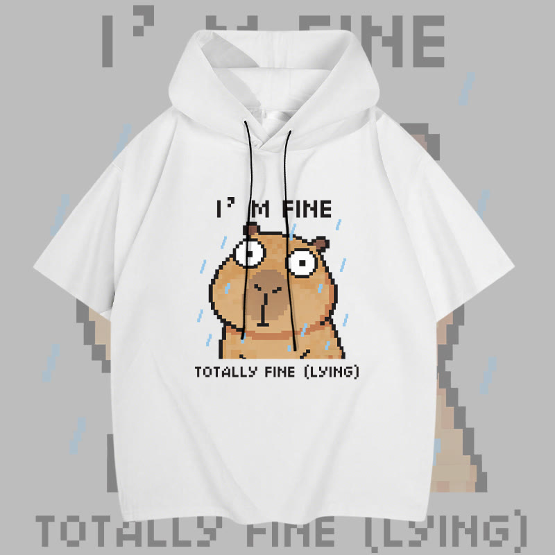 Mir M 's gut! Modakawa Kurzarm-Hoodie mit Capybara-Grafik - White - 3XL - image 3