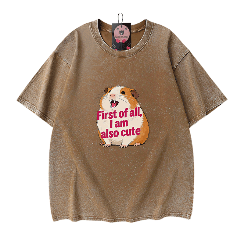 Modakawa Vintage T-Shirt mit Hamster-Motiv, gewaschen aus 100 % Baumwolle - Brown - 5XL - image 7