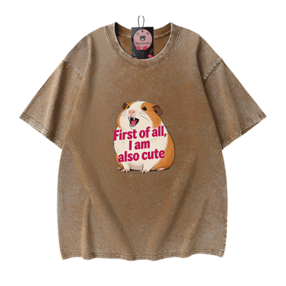 Modakawa Vintage T-Shirt mit Hamster-Motiv, gewaschen aus 100 % Baumwolle - Brown - 5XL - image 7