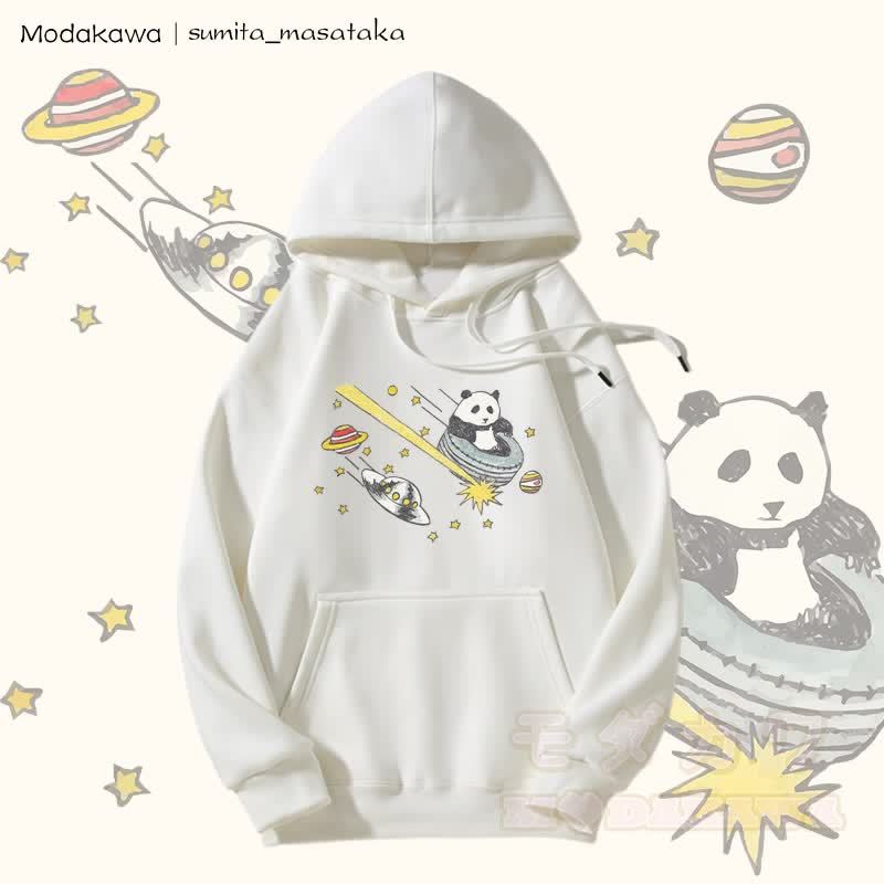MODAKAWA X sumita_masataka Cosmic Panda Journey Grafik-Hoodie mit Fleecefutter - Weiß - 5XL - image 4