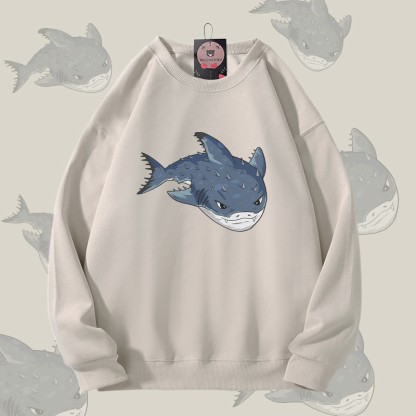 MODAKAWA Spurdog Shark Graphic Unisex Sweatshirt - Light Beige - 5XL - image 2