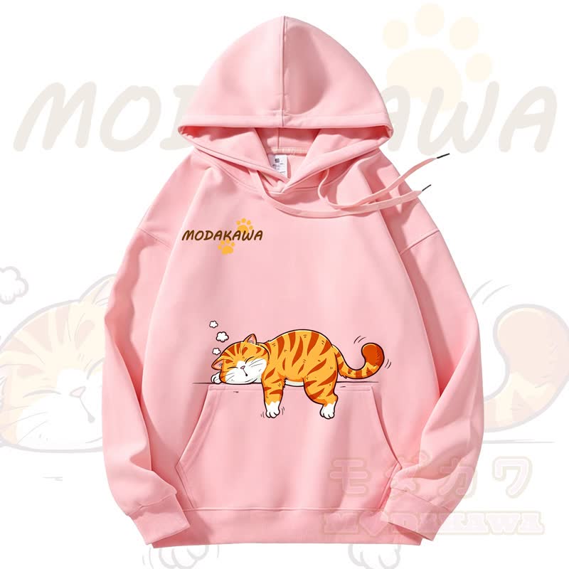 MODAKAWA Kapuzenpullover mit niedlichem Katzenmotiv und Fleece-Futter - Rosa - 3XL - image 9