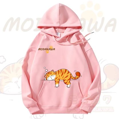 MODAKAWA Kapuzenpullover mit niedlichem Katzenmotiv und Fleece-Futter - Rosa - 3XL - image 9