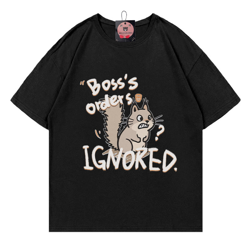 BOSS'S ORDERS IGNORED – Modakawa-T-Shirt mit Eichhörnchen-Briefdruck - Black - 5XL - image 3