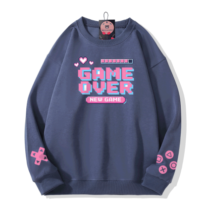 GAME OVER Grafik Modakawa Sweatshirt - Dusty Blue - 5XL - image 6