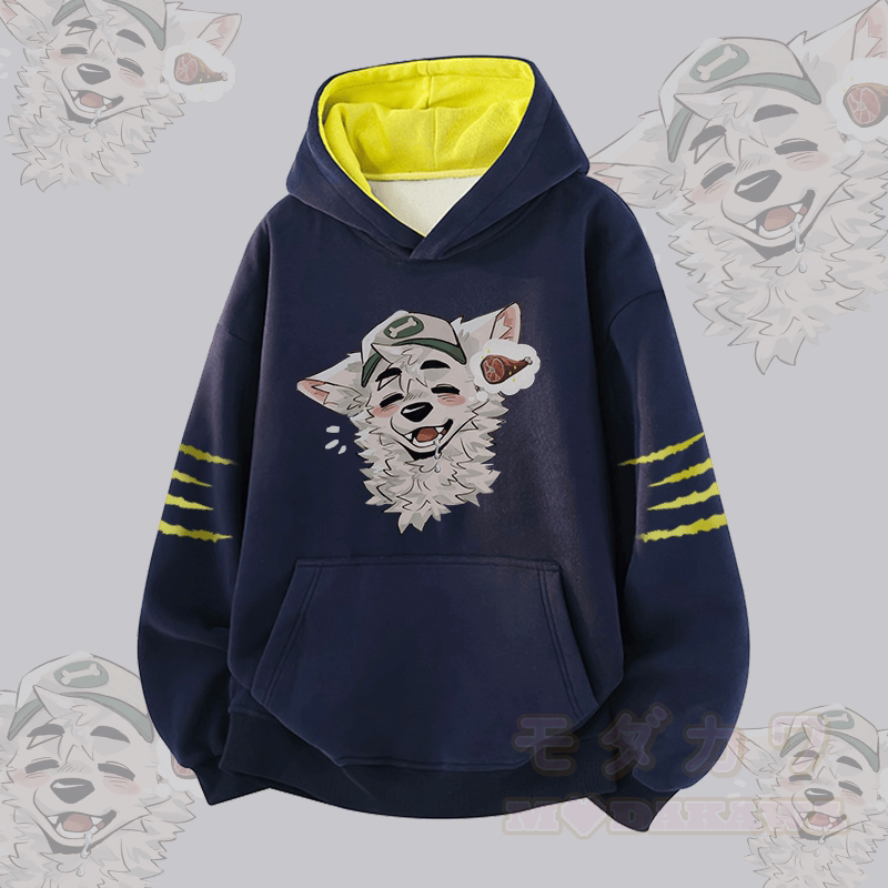 MODAKAWA X atka Fox Wants Meat Grafik-Kontrastfutter-Pullover - Purpurblau - 3XL - image 3