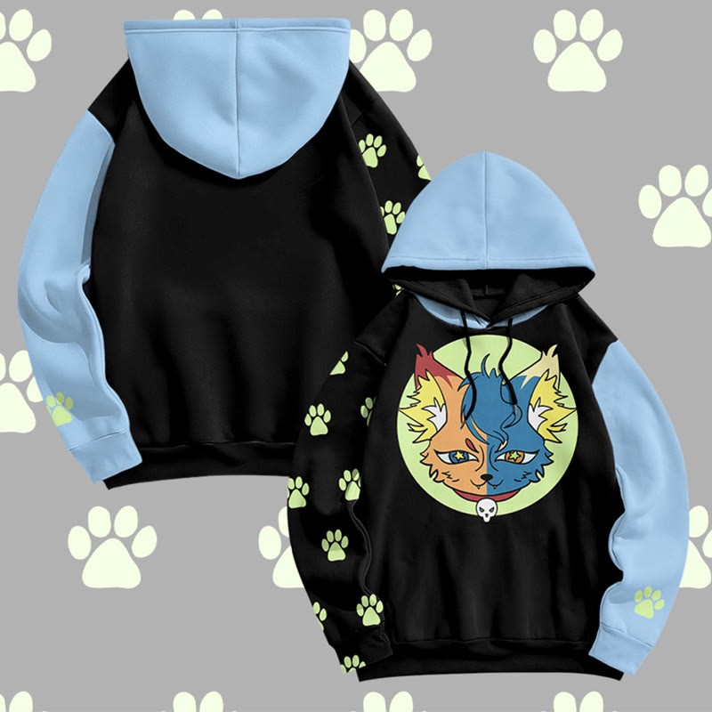 MODAKAWA Pullover-Hoodie mit Allover-Print „Mystic Cat“ - Black - 6XL - image 3