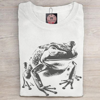 MODAKAWA Frosch-Grafik Unisex Vintage Washed T-Shirt - White - 5XL - image 3