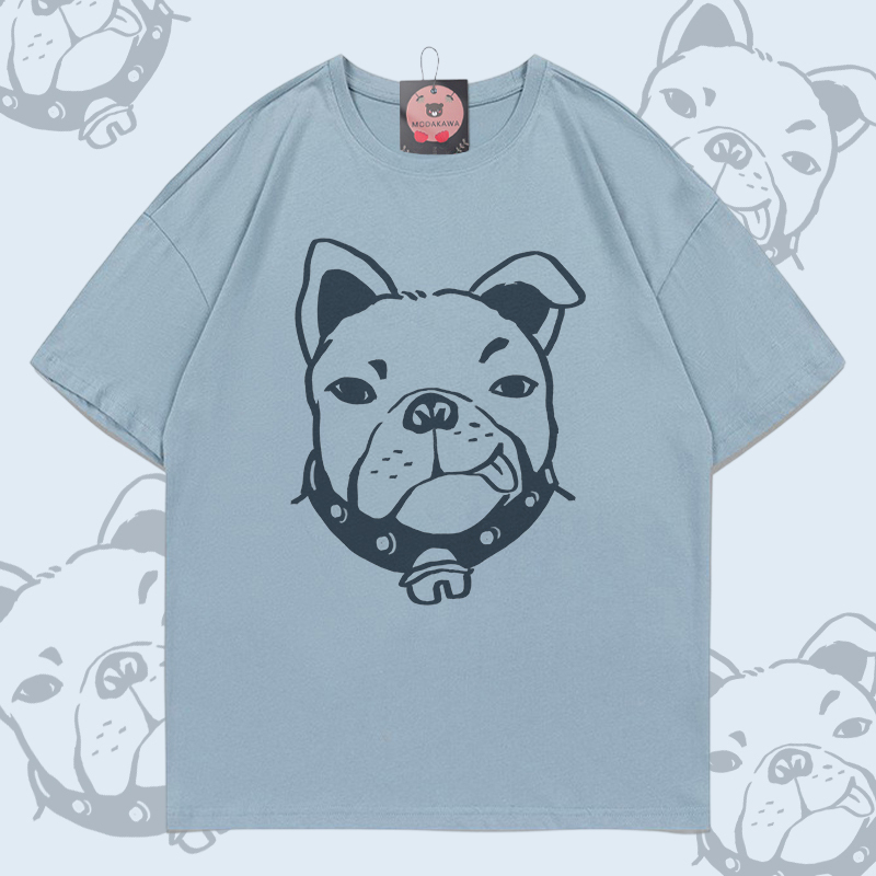 Modakawa T-Shirt mit Bulldoggen-Motiv, 100 % Baumwolle - Light Blue - 5XL - image 3