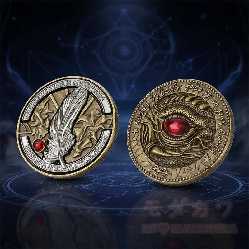 Fantasy-Drachenaugen-Münze, mystisches Runen-Amulett, Sammlergeschenk - image 6