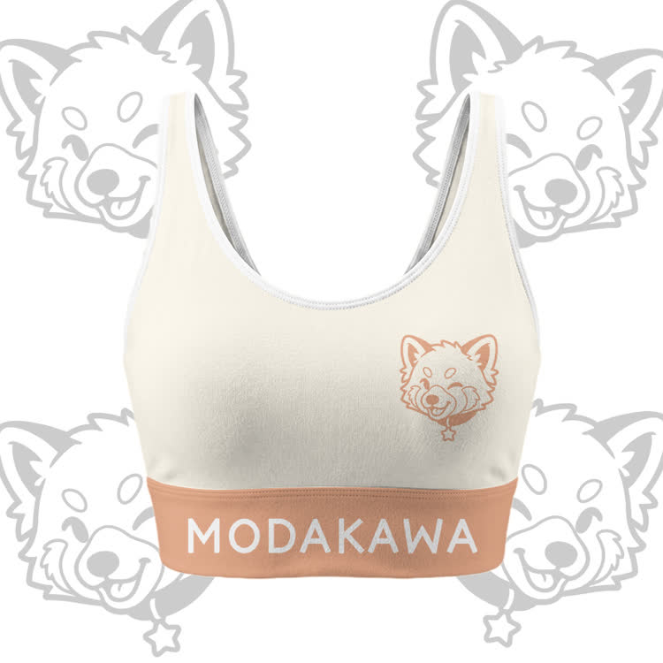 Wink Puppy Grafik Crop Tank Tank Sport Top Shorts Bikini Modakawa passendes Outfit - Beige Top - 5XL - image 5