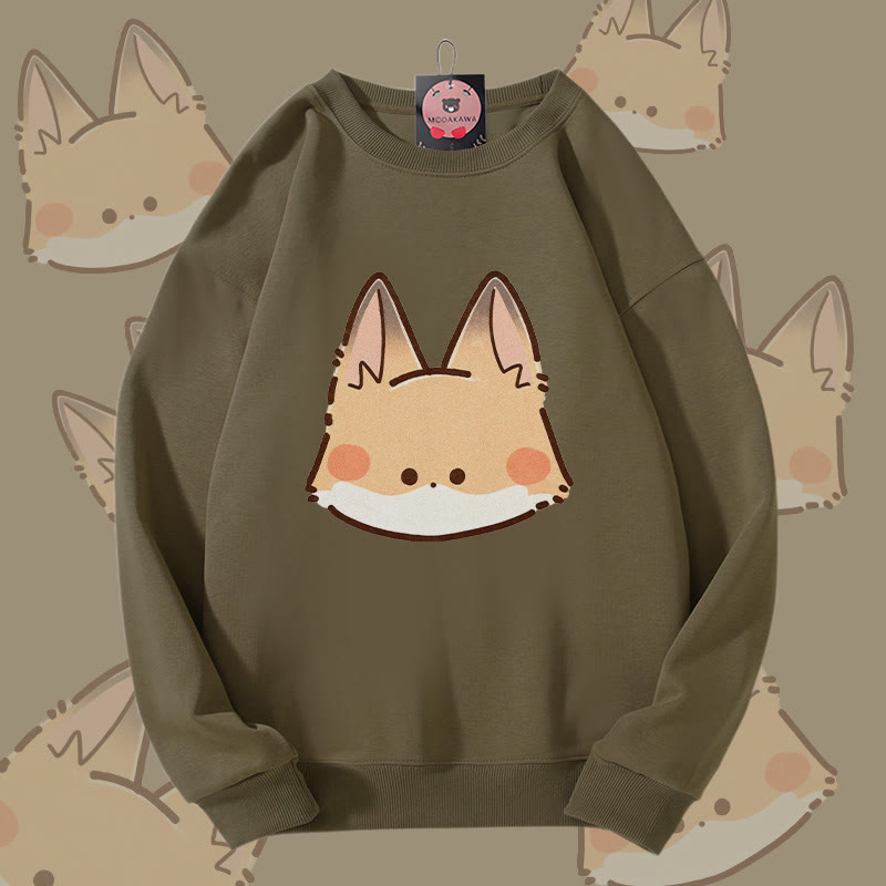 MODAKAWA Unisex-Sweatshirt mit niedlichem Fuchsmotiv - Dark Khaki - 5XL - image 2