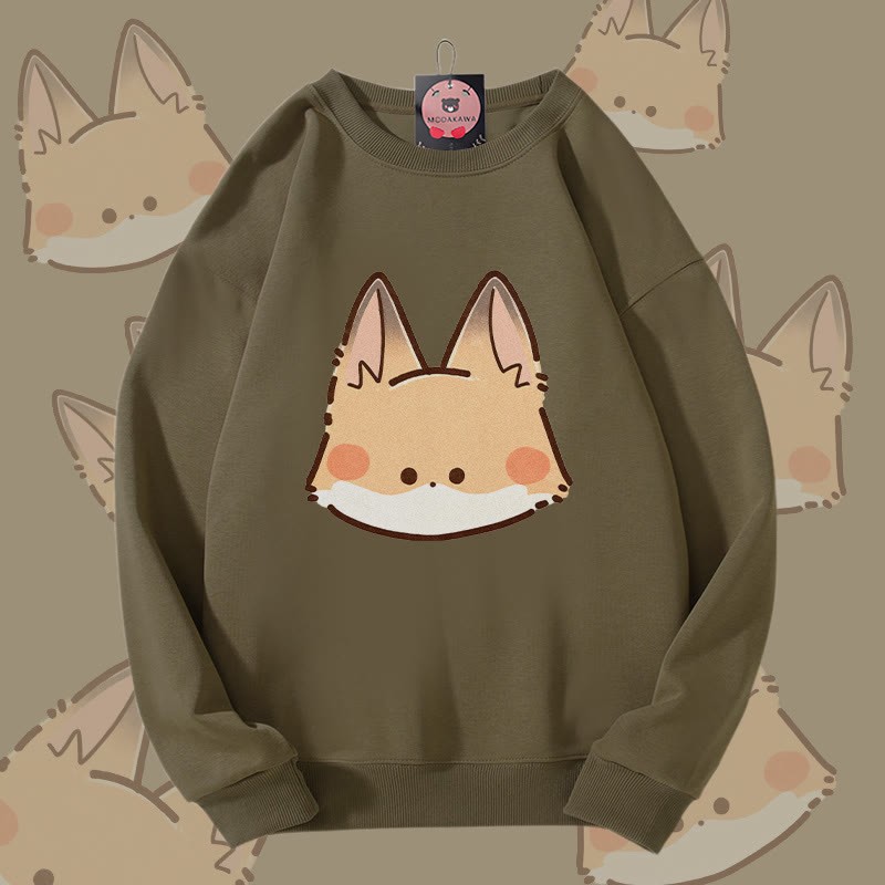 MODAKAWA Unisex-Sweatshirt mit niedlichem Fuchsmotiv - Dark Khaki - 5XL - image 2
