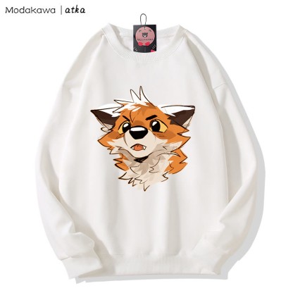 MODAKAWA X atka Surprised Fox Graphic Rundhals-Sweatshirt - White - 5XL - image 4