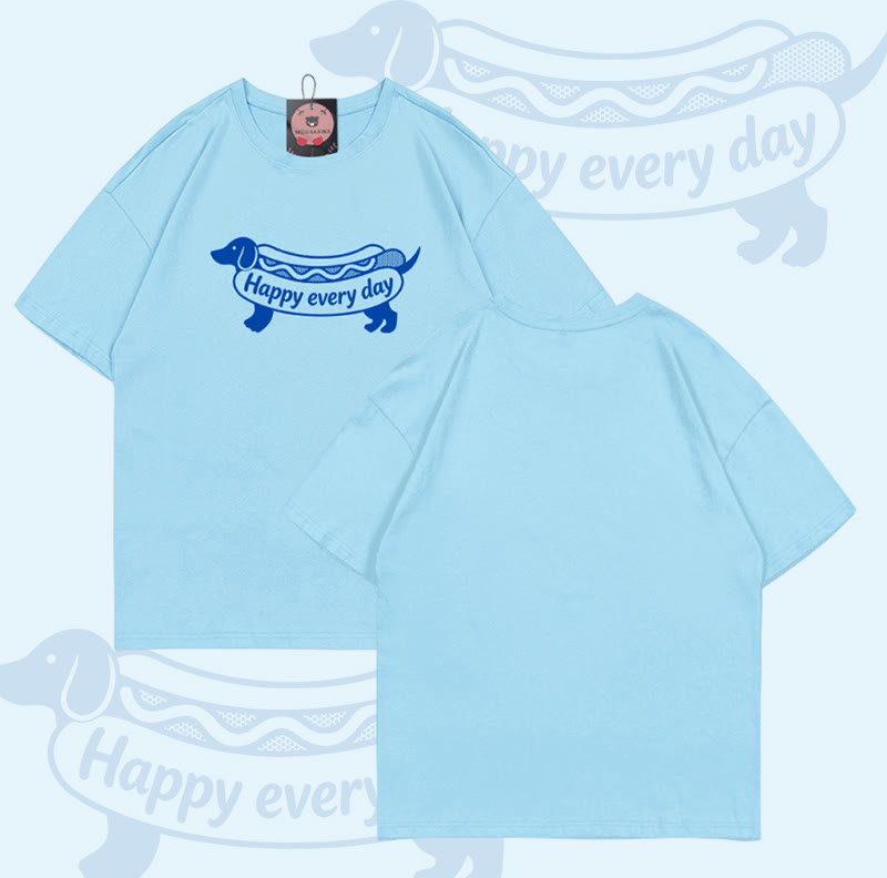 Jeden Tag HAPPY – Hot-Dog-Grafik – Modakawa T-Shirt aus 100 % Baumwolle - Sky Blue - 5XL - image 7