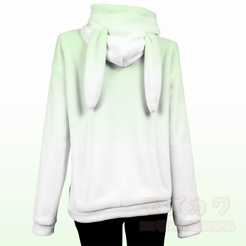 MODAKAWA LOVE YOU Schwarzer Katzen-Plüschhoodie mit Farbverlauf und Hasenohren - image 6