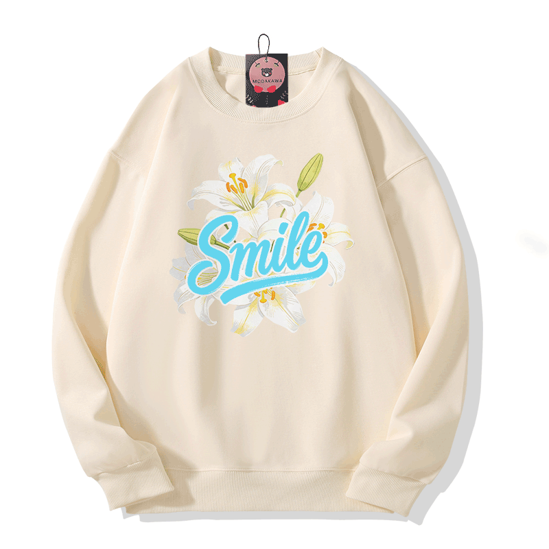SMILE Lily Graphic Modakawa Sweatshirt - Beige - 5XL - image 5