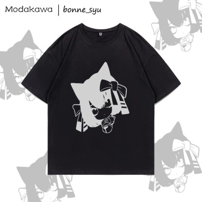 MODAKAWA X bonne_syu KURONEKO Katzenmädchen Grafik-T-Shirt - Black - 5XL - image 3