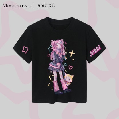 MODAKAWA X emiroll Nikki Graphic Damen Cropped T-Shirt, 92 % gekämmte Baumwolle - Black - XL - image 5