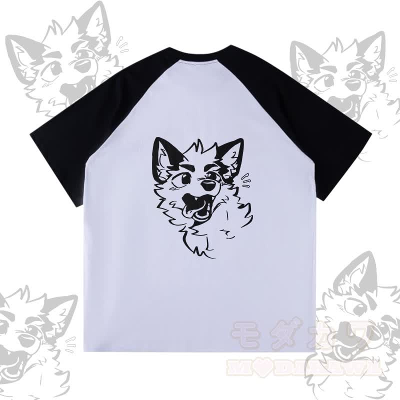 MODAKAWA X atka Fox Graphic Farben Block Pocket T-Shirt Shorts passendes Outfit - Weißes und schwarzes T-Shirt - XL - image 4