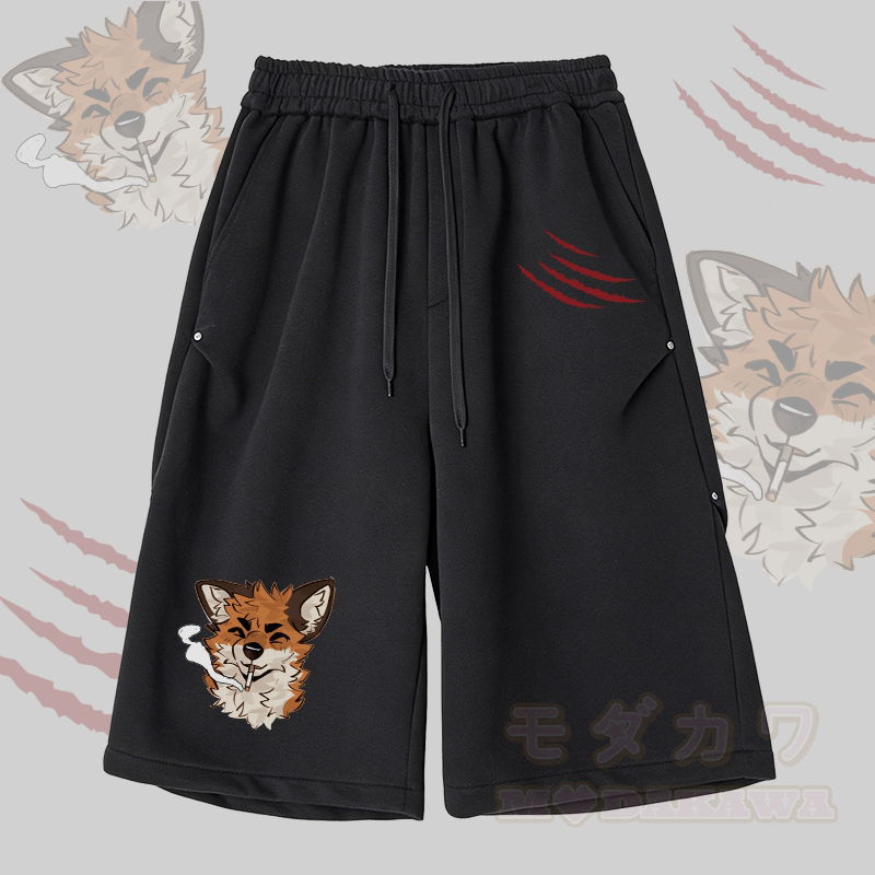 MODAKAWA X atka Fox Smoking Graphic Wide Leg Cropped Pants - Schwarz - 2XL - image 6