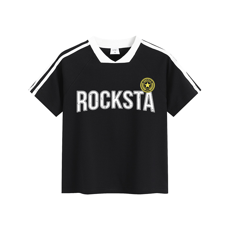 ROCKSTA Graphic Modakawa Vintage Stripe V-Neck T-Shirt - Black - L - image 2