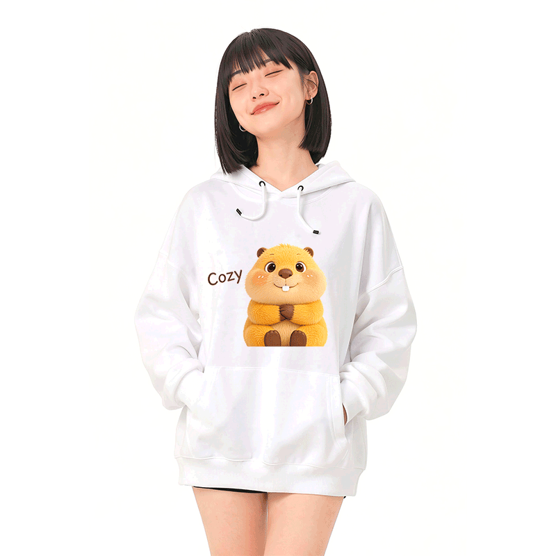COZY Capybara Graphic Modakawa Loose Cotton-Blend Hoodie - image 2
