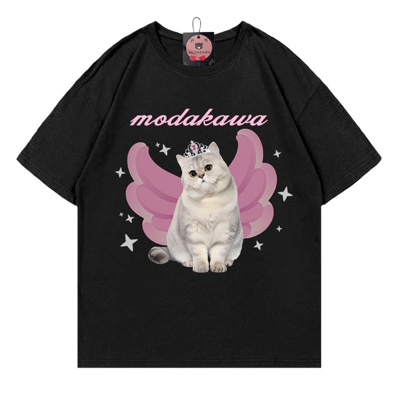 Kitty Princess Letter Print MODAKAWA T-Shirt - Black - 5XL - image 4