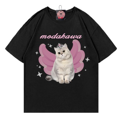 Kitty Princess Letter Print MODAKAWA T-Shirt - Black - 5XL - image 4