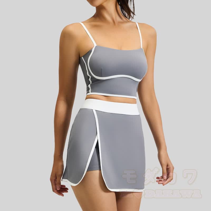 Lässiges Cami Crop Top und Split Skort Yoga Zweiteiliges Set - image 13