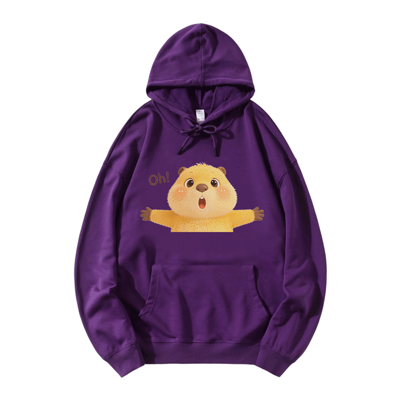 OH Capybara Grafik Modakawa Lockerer Baumwoll-Misch-Hoodie - Purple - 5XL - image 6