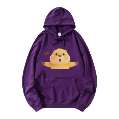 OH Capybara Grafik Modakawa Lockerer Baumwoll-Misch-Hoodie - Purple - 5XL - image 6
