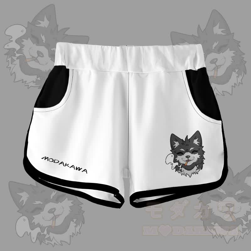 MODAKAWA Gradient Smoking Puppy Graphic Shorts - Weiß - 5XL - image 4