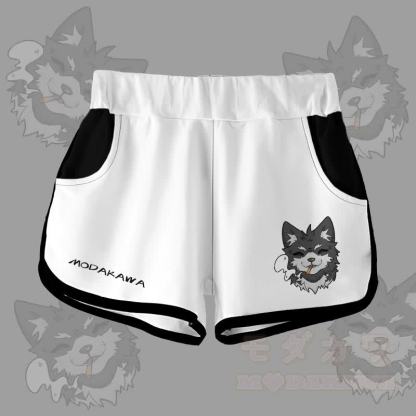 MODAKAWA Gradient Smoking Puppy Graphic Shorts - Weiß - 5XL - image 4