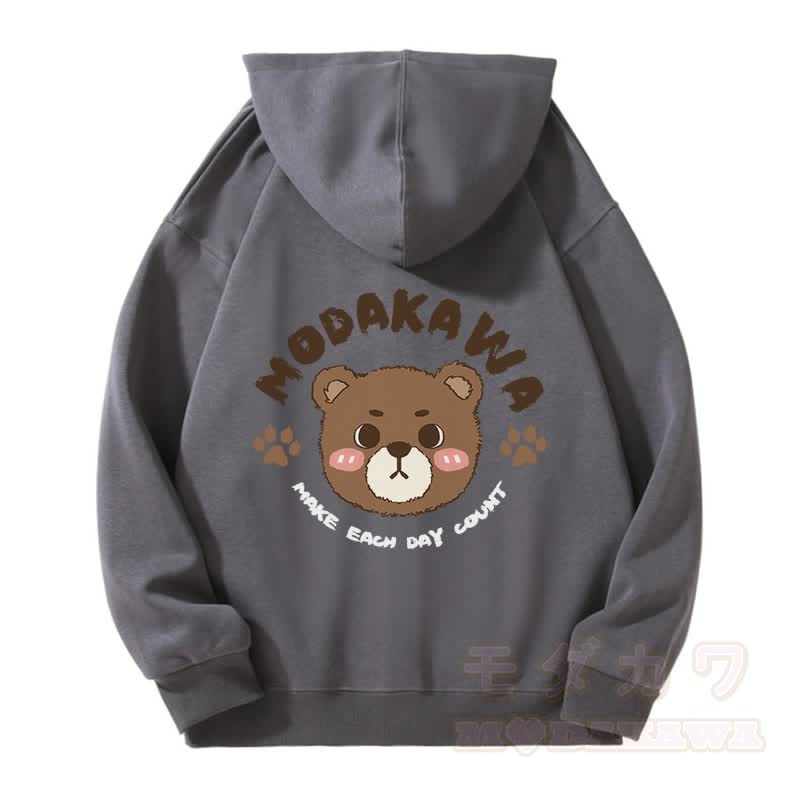 MODAKAWA – Kapuzenpullover mit Reißverschluss und süßem Bären-Motiv - Dunkelgrau - 5XL - image 3