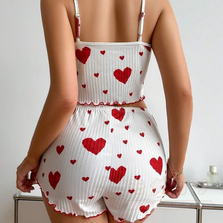 Zweiteiliges Set aus Camisole-Top und Shorts mit Herzmotiv - image 4