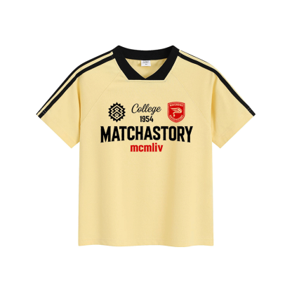 MATCHASTORY Graphic Modakawa Vintage Stripe V-Neck T-Shirt - Yellow - L - image 3