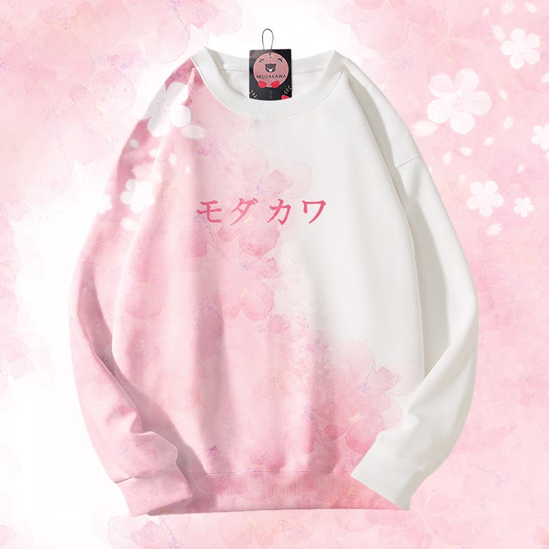 MODAKAWA Unisex-Sweatshirt mit Blumenmuster und Farbverlauf - White - 4XL - image 6