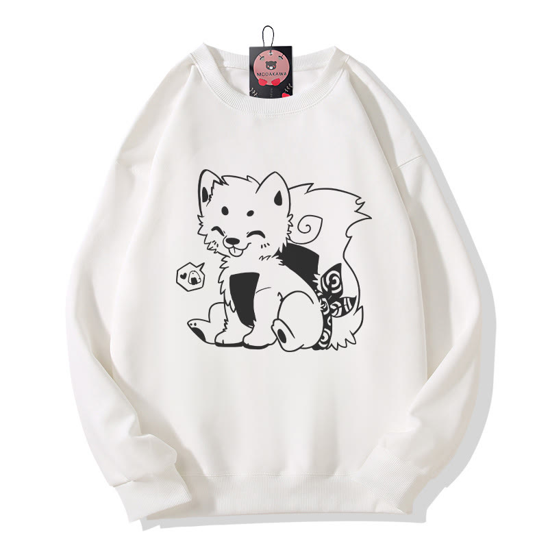 Onigiri Puppy Grafik Rundhals-Sweatshirt - White - 5XL - image 3