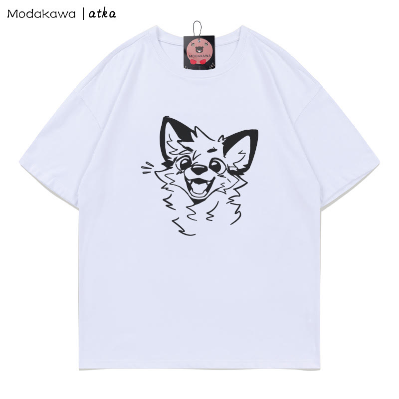MODAKAWA X atka Cheerful Fox Grafik-T-Shirt - White - 5XL - image 3