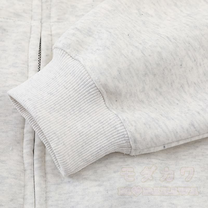 Hochwertige, strapazierfähige Kapuzenjacke mit Kawaii-Katzenstickerei und Reißverschluss, verziert mit einem Reißverschluss und Kawaii-Katzenstickerei - image 6