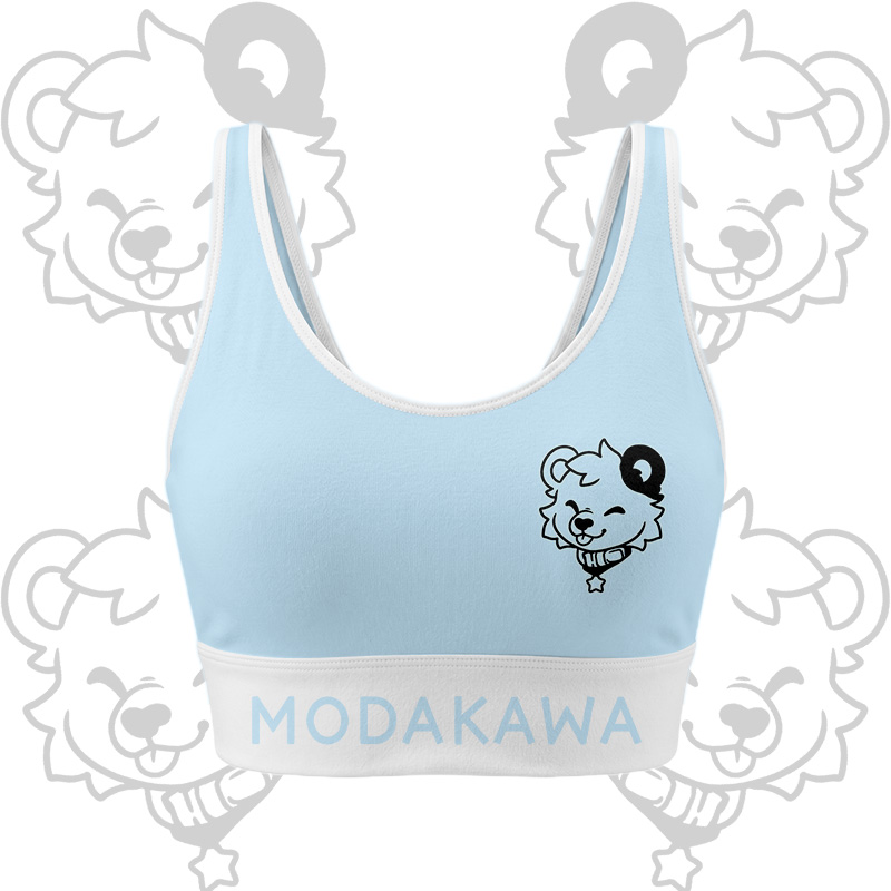 Bären-Grafik Crop Tank Sport Top Shorts Bikini Modakawa passendes Outfit - Blue Top - 5XL - image 6