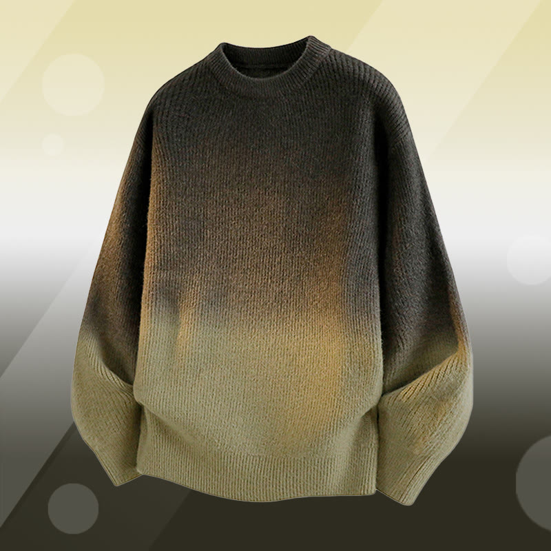 Zweiteiliger Strickpullover mit Farbverlauf und karierte, fleecegefütterte Hose - Green Sweater - 2XL - image 5