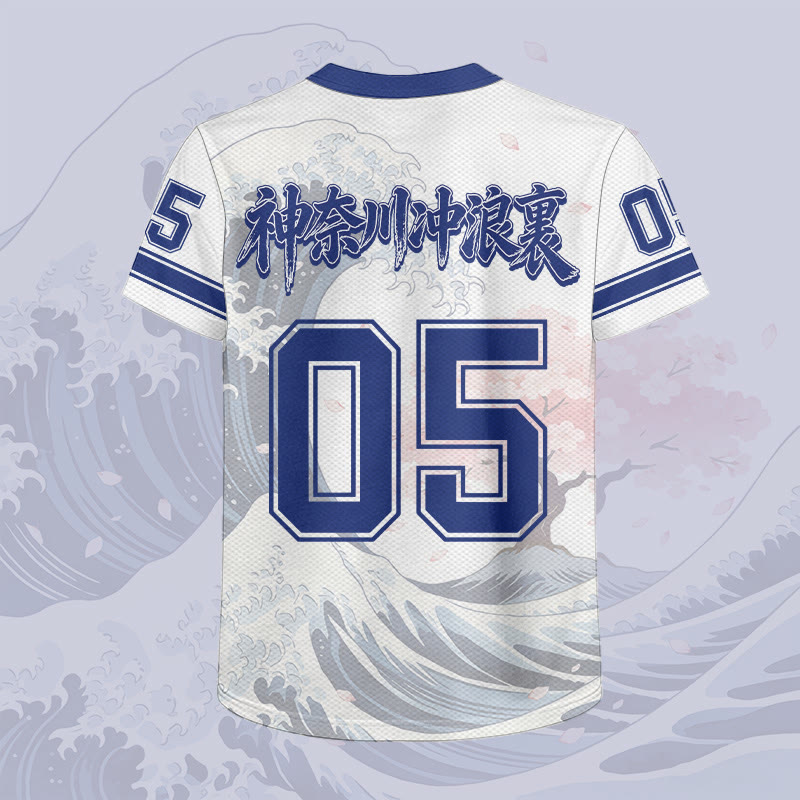 Ukiyo-e Wave Number Graphic Modakawa Unisex Jersey T-Shirt - image 3