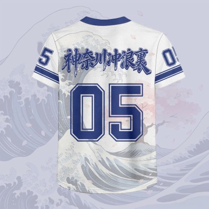 Ukiyo-e Wave Number Graphic Modakawa Unisex Jersey T-Shirt - image 3